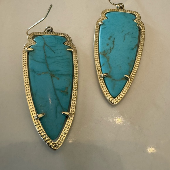 Kendra Scott Turquoise Arrowhead Dangle Earrings - Picture 2 of 2